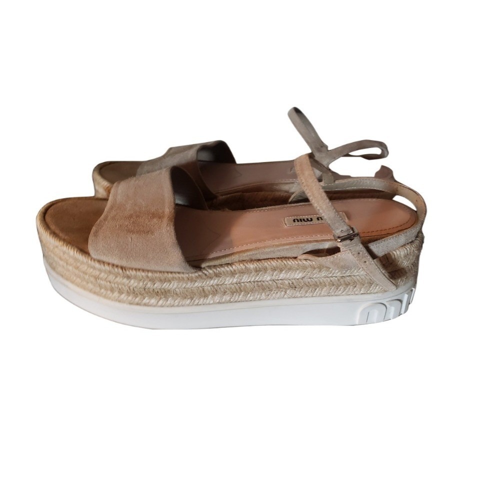 Woman's designer platform Miu‎ Miu espadrille sandles